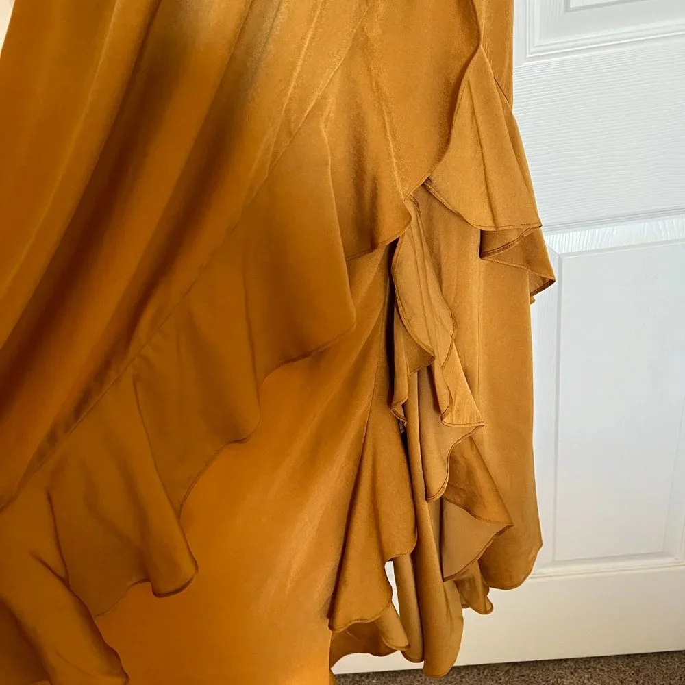Banana Republic Ruffle Maxi Dress Golden Grass in L - Picture 7 of 10